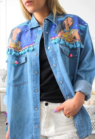 VINTAGE JEANS DENIM PRINTED POCAHONTAS