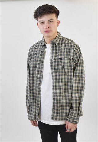 VINTAGE BEIGE BLACK CHECK TOMMY HILFIGER SHIRT