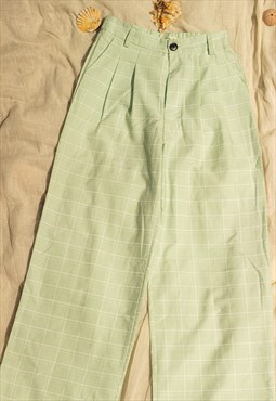 Mint Green Wide Leg Tailored Trousers