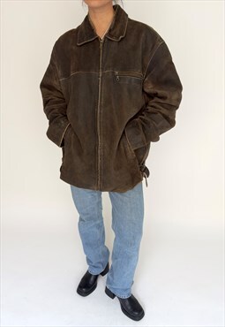 Vintage Distressed Brown Leather Jacket