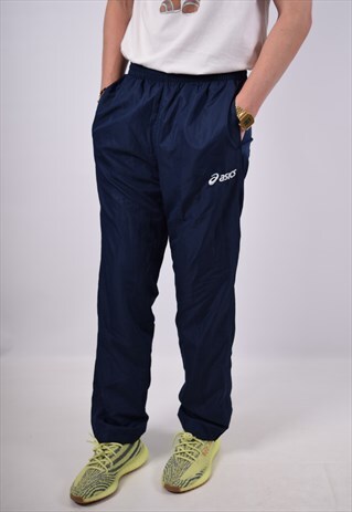 VINTAGE ASICS TRACKSUIT TROUSERS NAVY BLUE