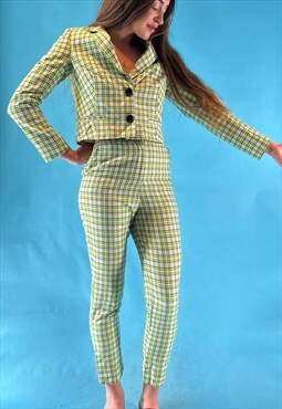 Green Checked Suit Two Piece