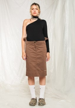 Vintage Cop Copine Skirt Y2K Weird Cut Midi in Brown