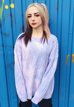 Tie-dye cable knitwear sweater Y2K gradient jumper purple