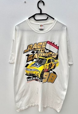 Vintage 1998 nascar Menards racing white T-shirt XL
