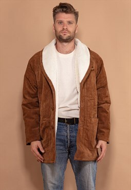 Vintage 90's Men Suede Sherpa Coat in Brown