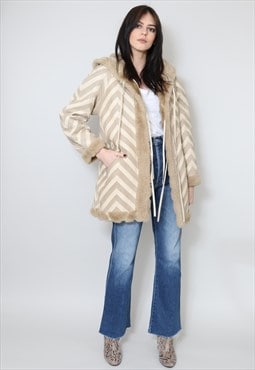 70's Ladies Cream Suede Leather Soft Leather Coat Jacket