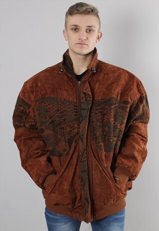 VINTAGE FAUX SUEDE AZTEC JACKET 2XL XXL