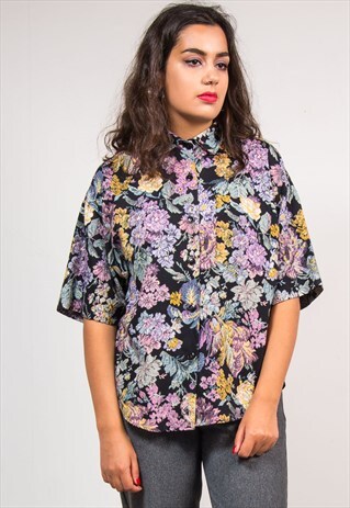 VINTAGE 90'S FLORAL PATTERN SHORT SLEEVE SHIRT