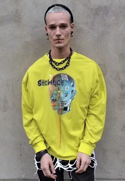 Raver jumper fluorescent graffiti grunge thin sweatshirt 