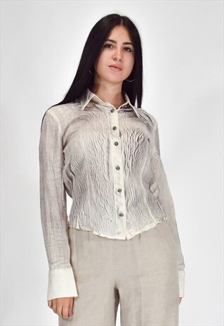 VINTAGE VERSACE JEANS COUTURE CASUAL SHIRT BEIGE