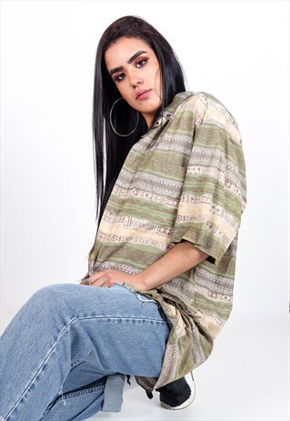 VINTAGE AZTEC PATTERNED SHIRT S1032