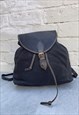 90s Small Navy Italian Leather Backpack / Rucksack