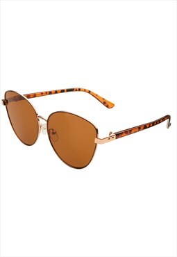 Cat-Eye Sunglasses in Gold & Tortoise with Brown lens