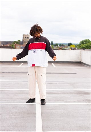 VINTAGE 90'S ADIDAS SWEATSHIRT IN A COLORBLOCK BLACK