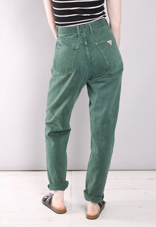 VINTAGE 90S GUESS GREEN TAPERED LEG MOM JEANS