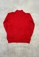 VINTAGE KNITTED JUMPER ABSTRACT PATTERNED 1/4 BUTTON SWEATER