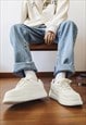 CHUNKY SNEAKERS PLATFORM SOLE TRAINERS PREPPY SHOES IN WHITE