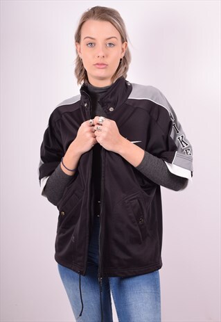 NIKE WOMENS VINTAGE TRACKSUIT TOP JACKET XS BLACK 90S