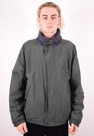NAUTICA MENS VINTAGE REVERSIBLE JACKET LARGE KHAKI 90S