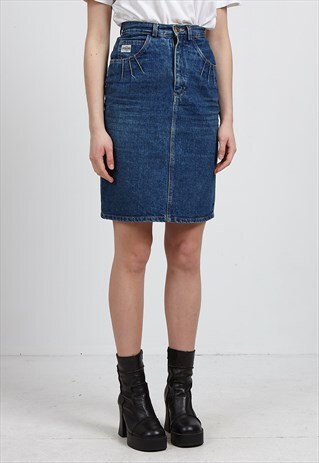 VINTAGE BLUE WEEKEND DENIM MINI PENCIL SKIRT