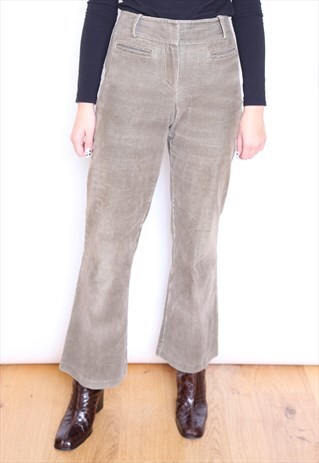 VINTAGE 90S KHAKI CORD FLARE TROUSERS