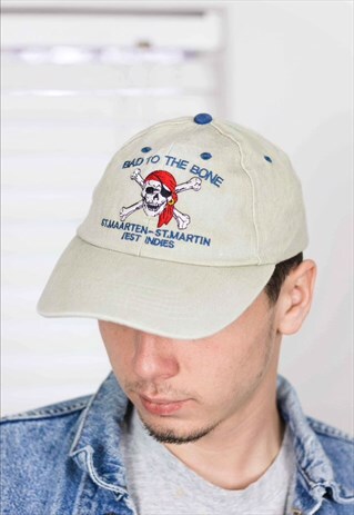 VINTAGE PIRATE SKULL BASEBALL CAP LOGO 90S ONE SIZE 2.7
