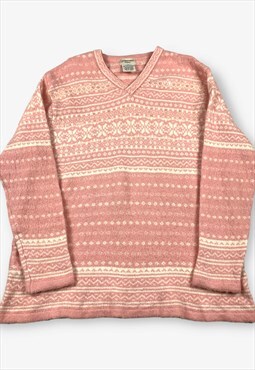 Vintage St John's Bay Patterned Knit Jumper Pink XL BV15488