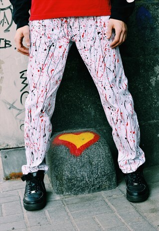 REWORKED VINTAGE 90S HAND PAINTED WHITE JEANS