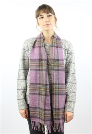 VINTAGE BARBOUR PURPLE TARTAN SCARF
