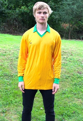 VINTAGE 80S ERIMA SOCCER JERSEY - LARGE - RARE - GOLD