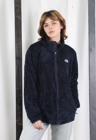 VINTAGE 90S NAVY BLUE THE NORTH FACE BORG ZIP UP FLEECE.