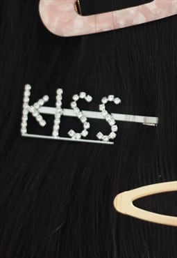 Kiss Sliver Diamante Barrette Grip Hair Clip