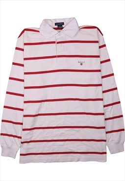 Vintage 90's GANT Polo Shirt Striped Long Sleeves Red Large