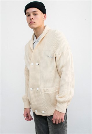 VINTAGE PIERRE CARDIN MEN'S CARDIGAN BUTTON UP 90S