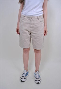 Vintage beige heritage shorts, 80s casual cotton shorts