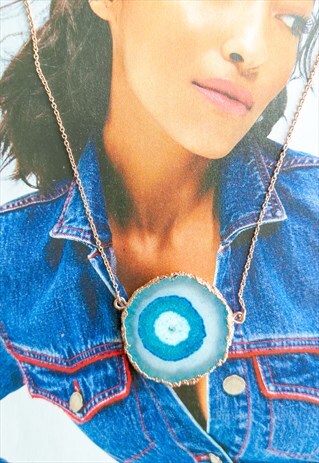 ROSE GOLD VERMEIL TURQUOISE GEMSTONE NECKLACE