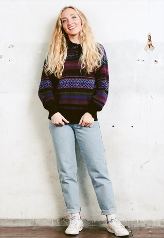 VINTAGE 80S STRIPED PERUVIAN SWEATER