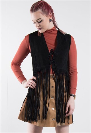 VINTAGE 70'S STYLE SUEDE TASSEL WAISTCOAT