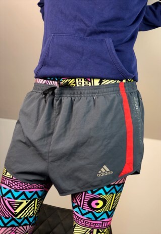 ADIDAS GREY RUNNING SHORTS WINDBREAKER 90S VINTAGE