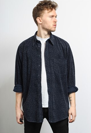 VINTAGE CORDUROY CORD SHIRT BLUE