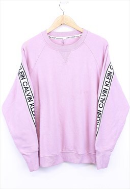 Vintage Calvin Klein Sweatshirt Pink Pullover With Logo Tape
