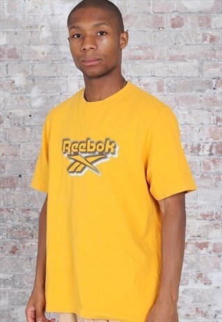 VINTAGE REEBOK BIG LOGO T-SHIRT YELLOW
