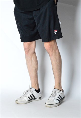 VINTAGE 90S BLACK FILA SPORTS SHORTS
