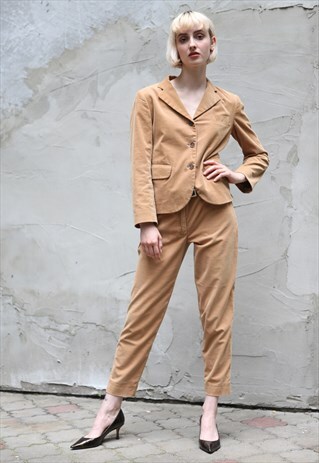 VINTAGE 90'S JIL SANDER CORDUROY SUIT SET IN BEIGE