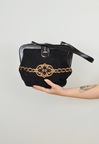 VINTAGE TAPESTRY CARPET HANDBAG TOP HANDLE