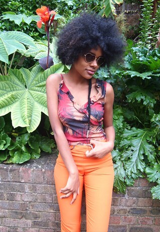 MARRON MULTI PRINT CROP TOP