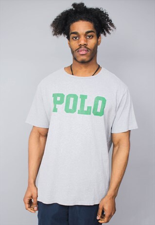 VINTAGE POLO RALPH LAUREN GREY SPELLOUT T-SHIRT