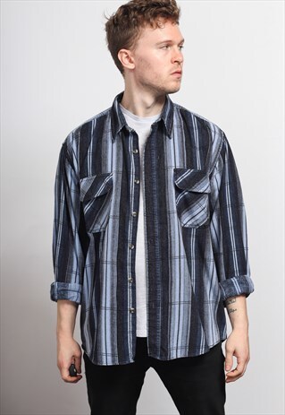 VINTAGE CORDUROY CORD STRIPED SHIRT