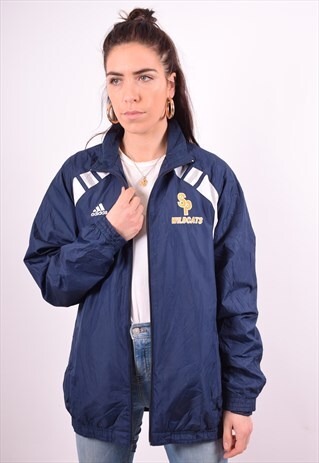 ADIDAS WOMENS VINTAGE TRACKSUIT TOP JACKET XL NAVY BLUE 90'S